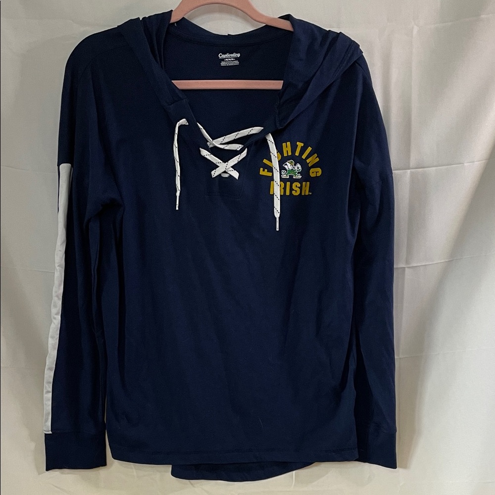 Colosseum Navy Fighting Irish Lace-Up Hoodie